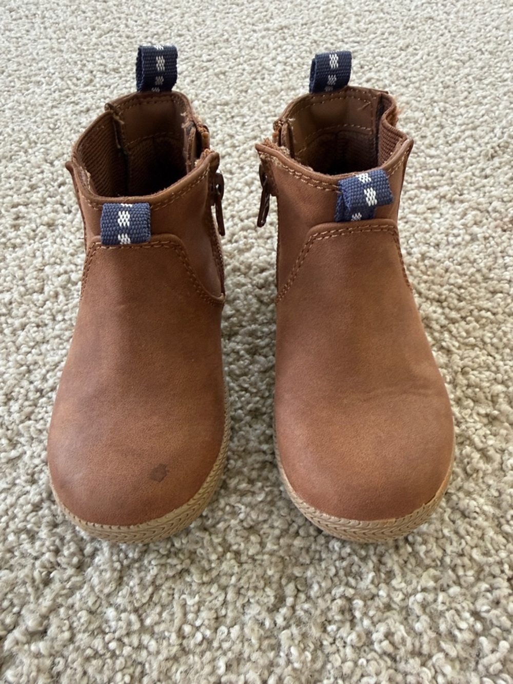 Cat & Jack Kids Tan Brown Ankle Zip Boots
